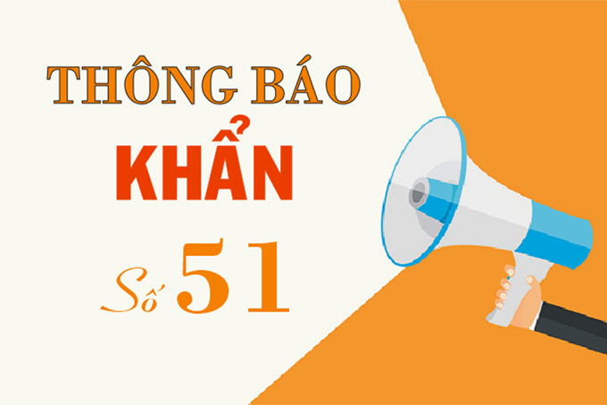 Thông báo khẩn số 51 tìm người liên quan đến trường hợp dương tính với SARS-CoV-2