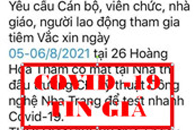 Thông tin CDC thông báo khẩn liên quan việc tiêm vắc xin phòng Covid-19 là tin giả